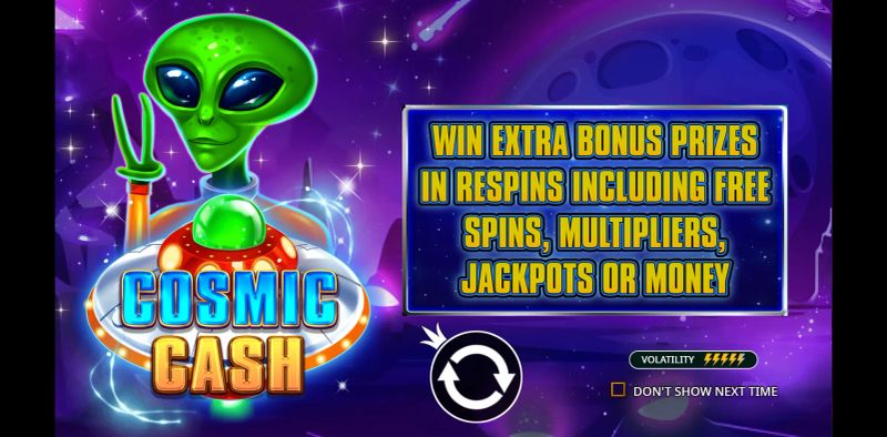 Cosmic Cash slot symbols and paytable